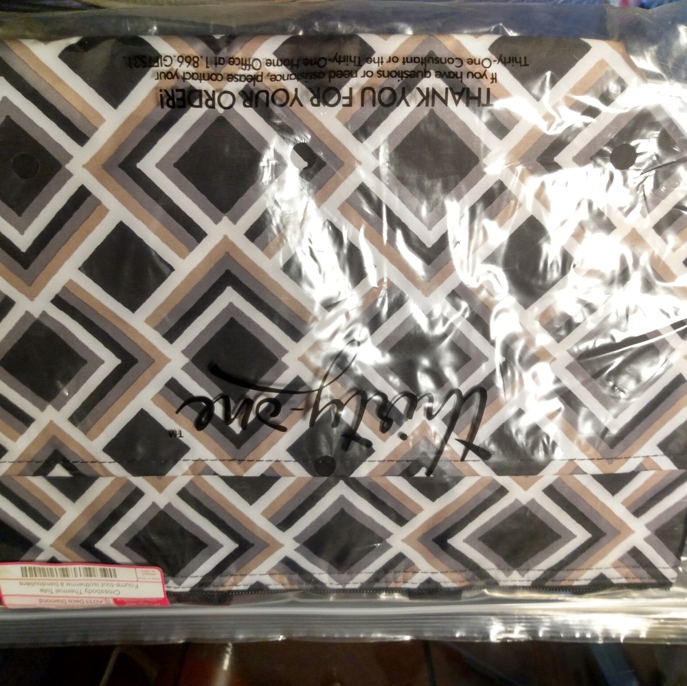 Thirty-One Decode diamond crossbody thermal tote.